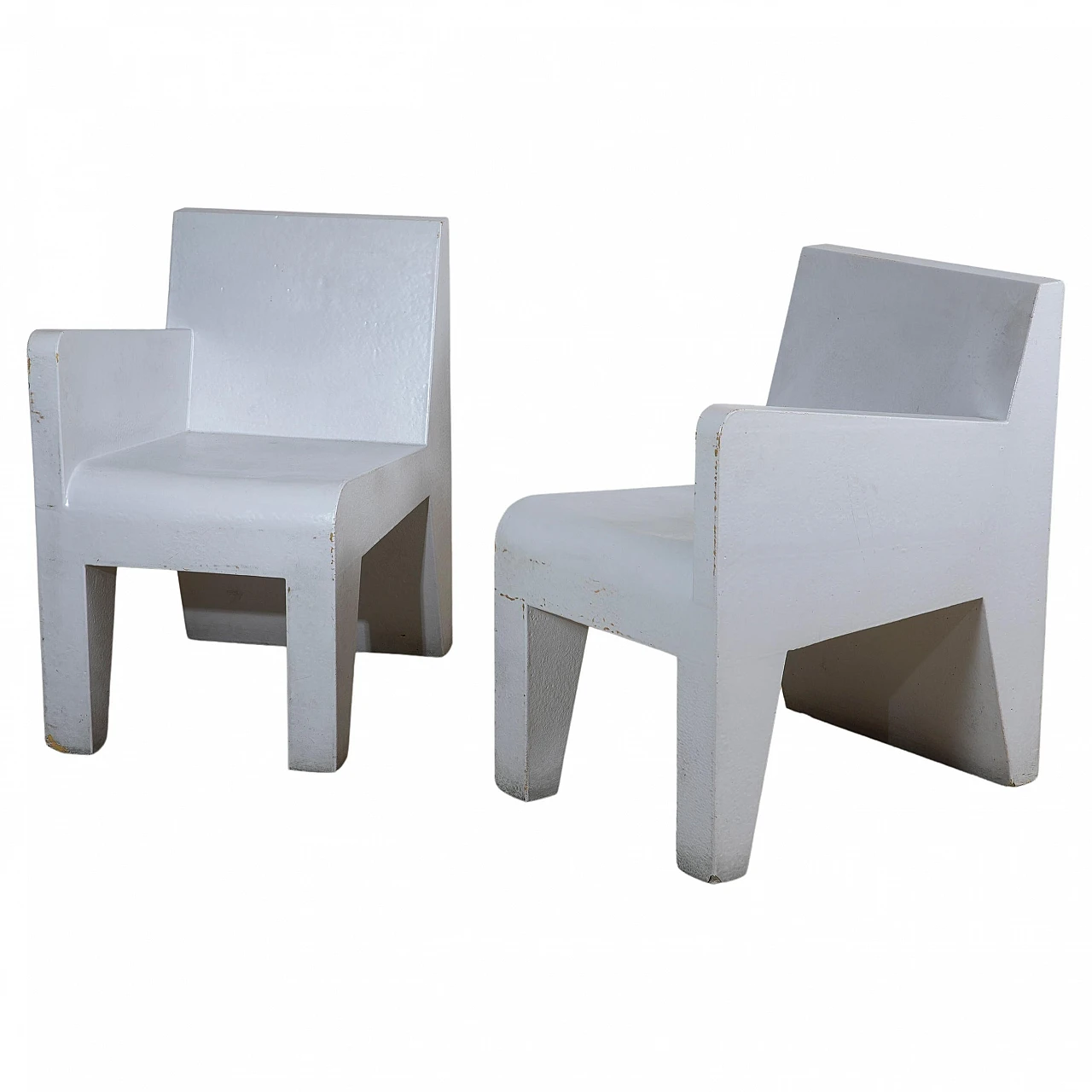 Pair of grey glass resin modular armchairs, 1970s 1