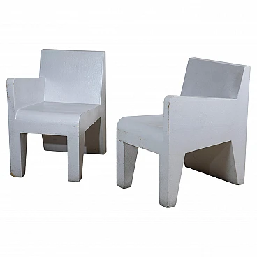 Pair of grey glass resin modular armchairs, 1970s