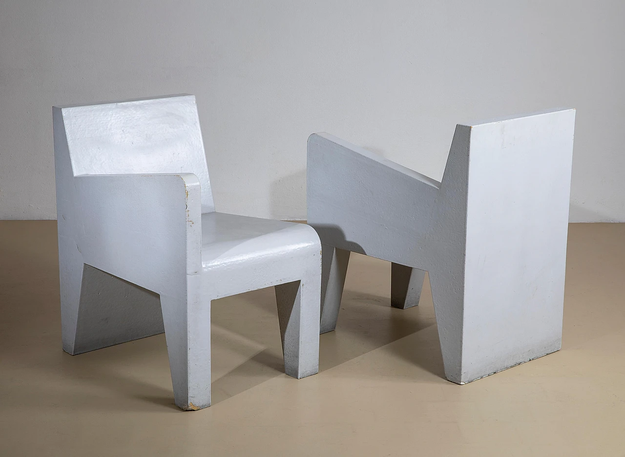 Pair of grey glass resin modular armchairs, 1970s 5