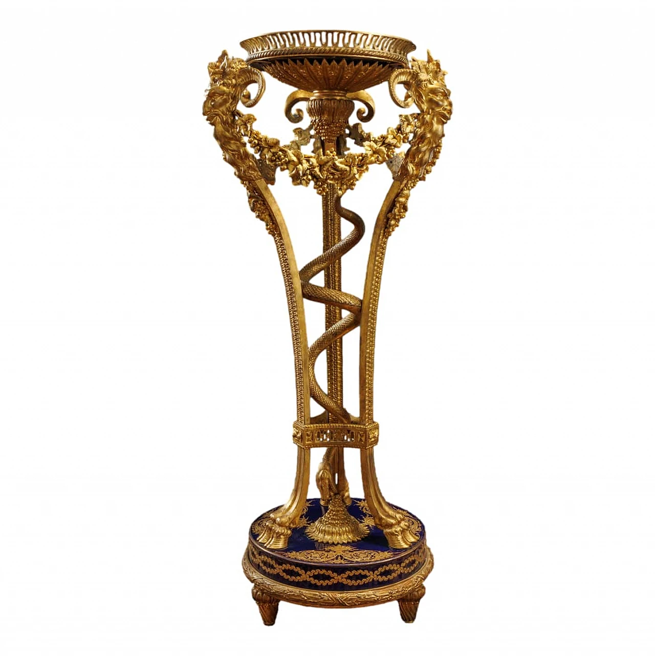 Tripod vase holder in gilded bronze and Sèvres ceramic, 19th century 1