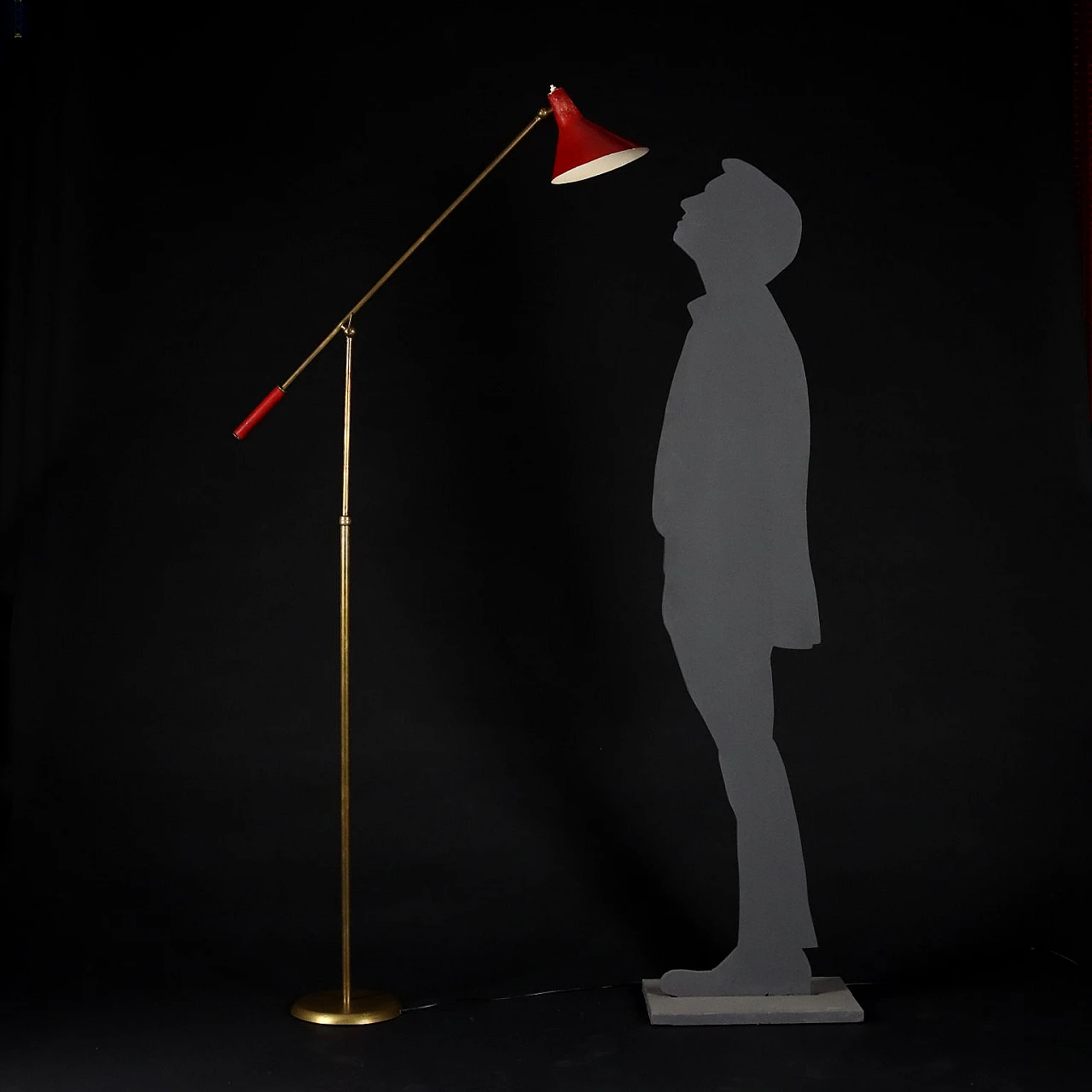 Adjustable brass and aluminium lamp, 1950s 2