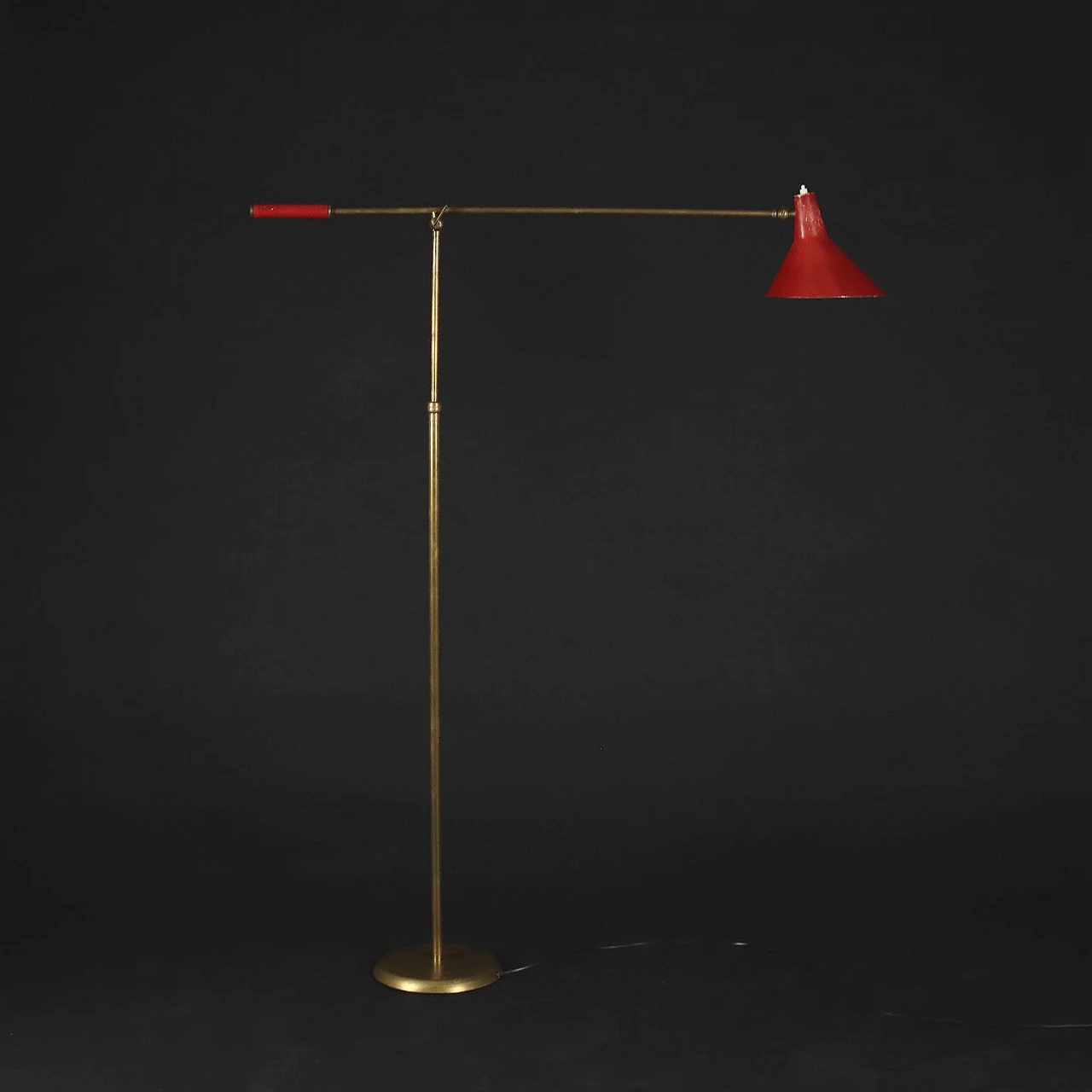 Adjustable brass and aluminium lamp, 1950s 5