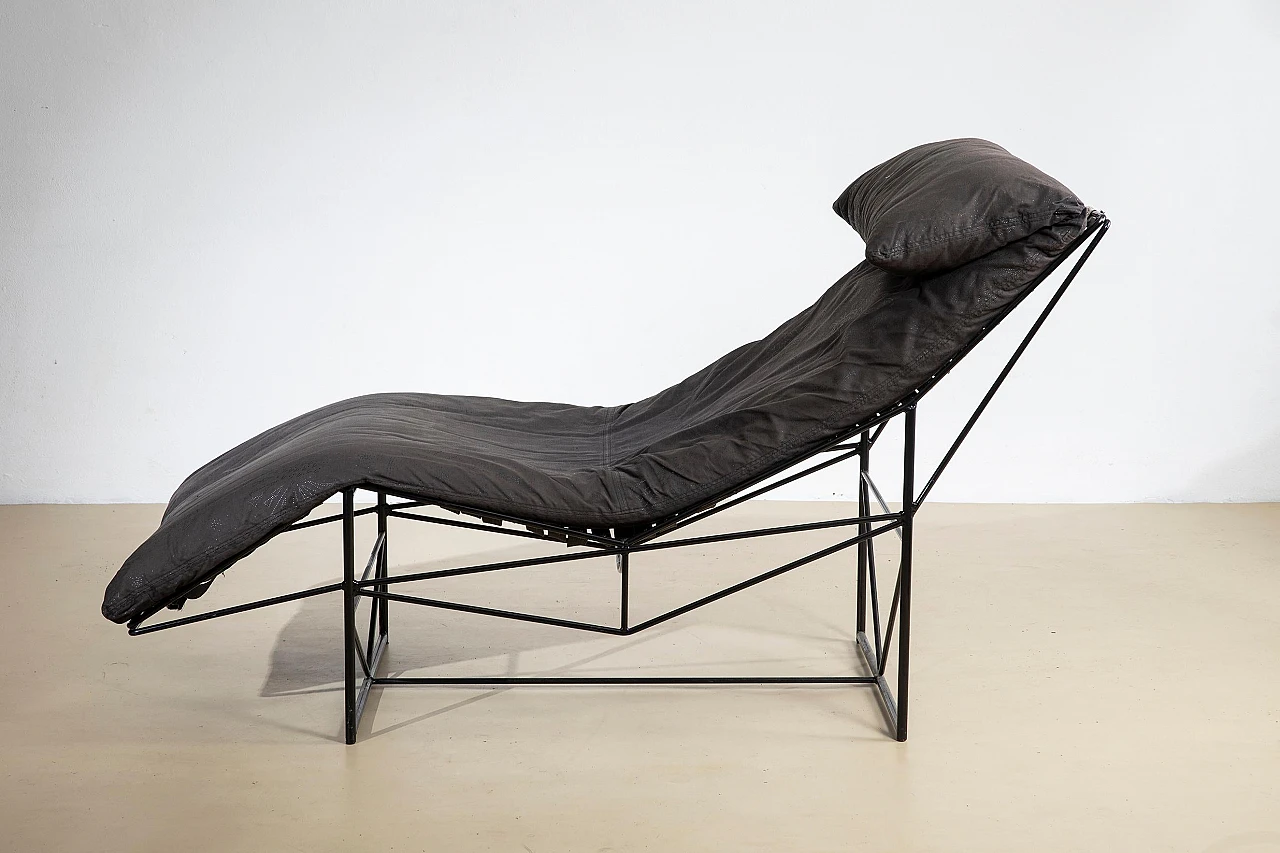 Chaise Lounge in fabric and steel by Paolo Passerini for Uvet, 1985 2