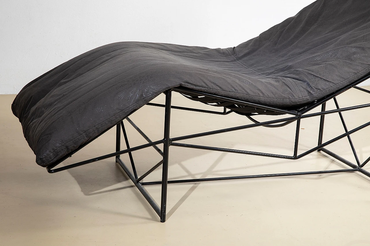 Chaise Lounge in fabric and steel by Paolo Passerini for Uvet, 1985 3