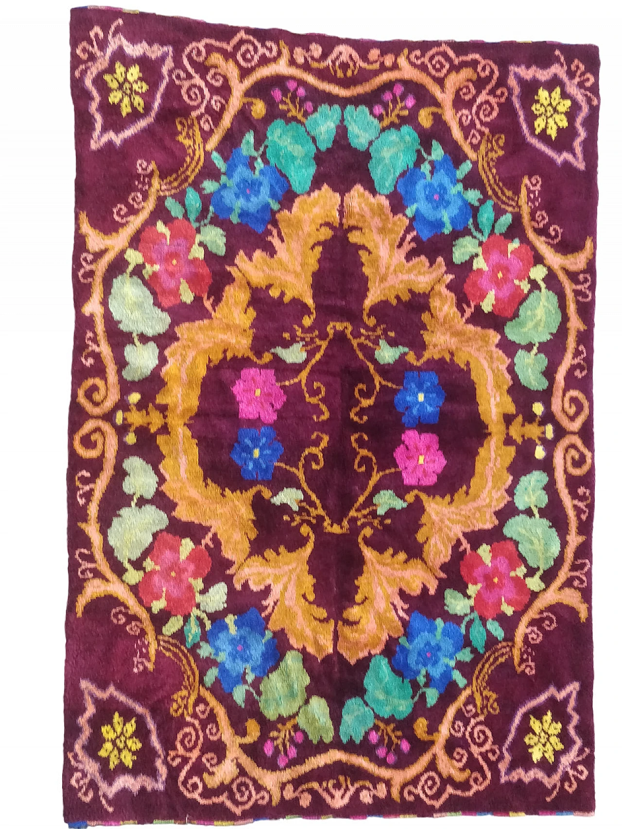 Hand-knotted European wool rug, 1960s 2