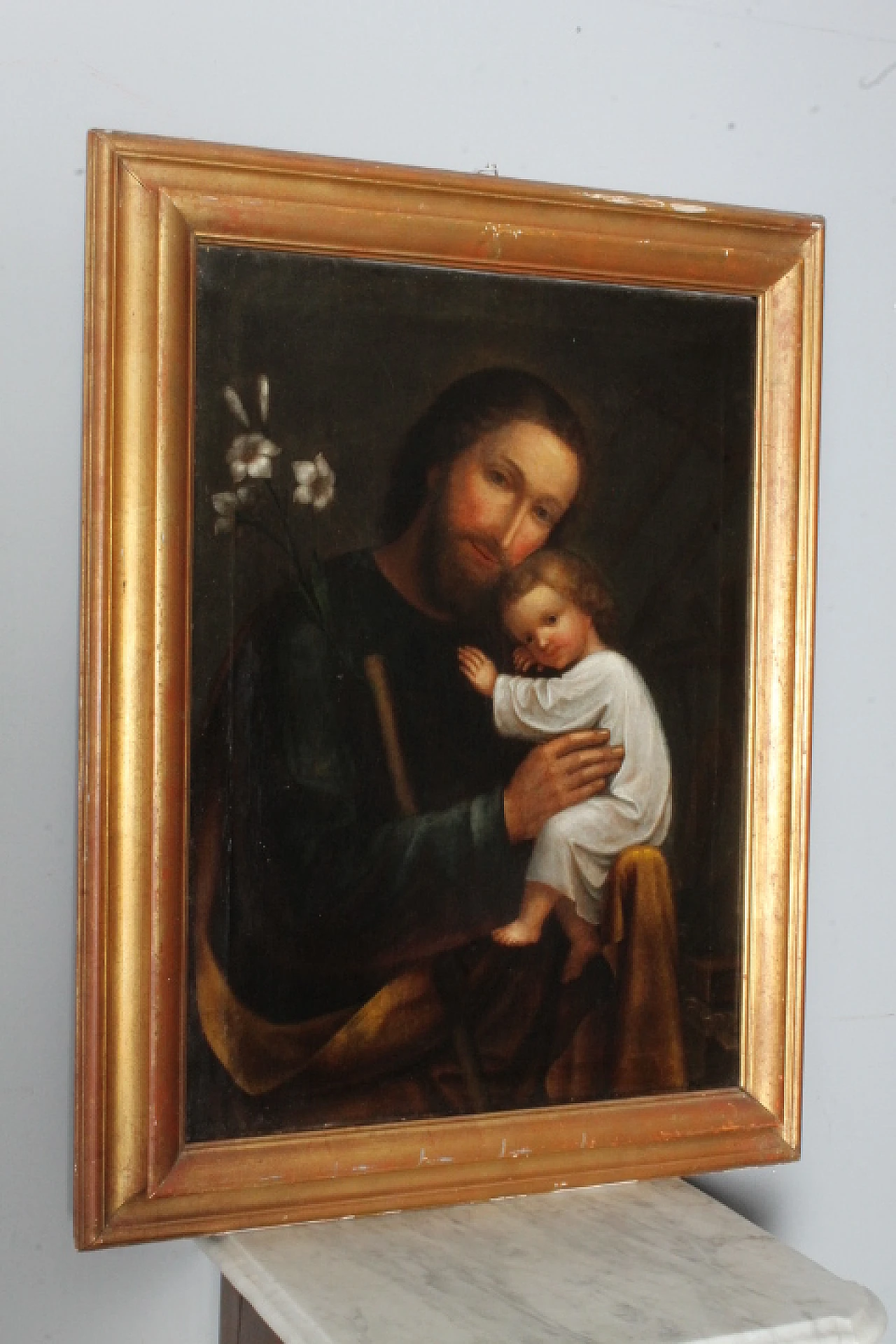 St. Joseph and Child, oil painting on canvas, 18th century 1
