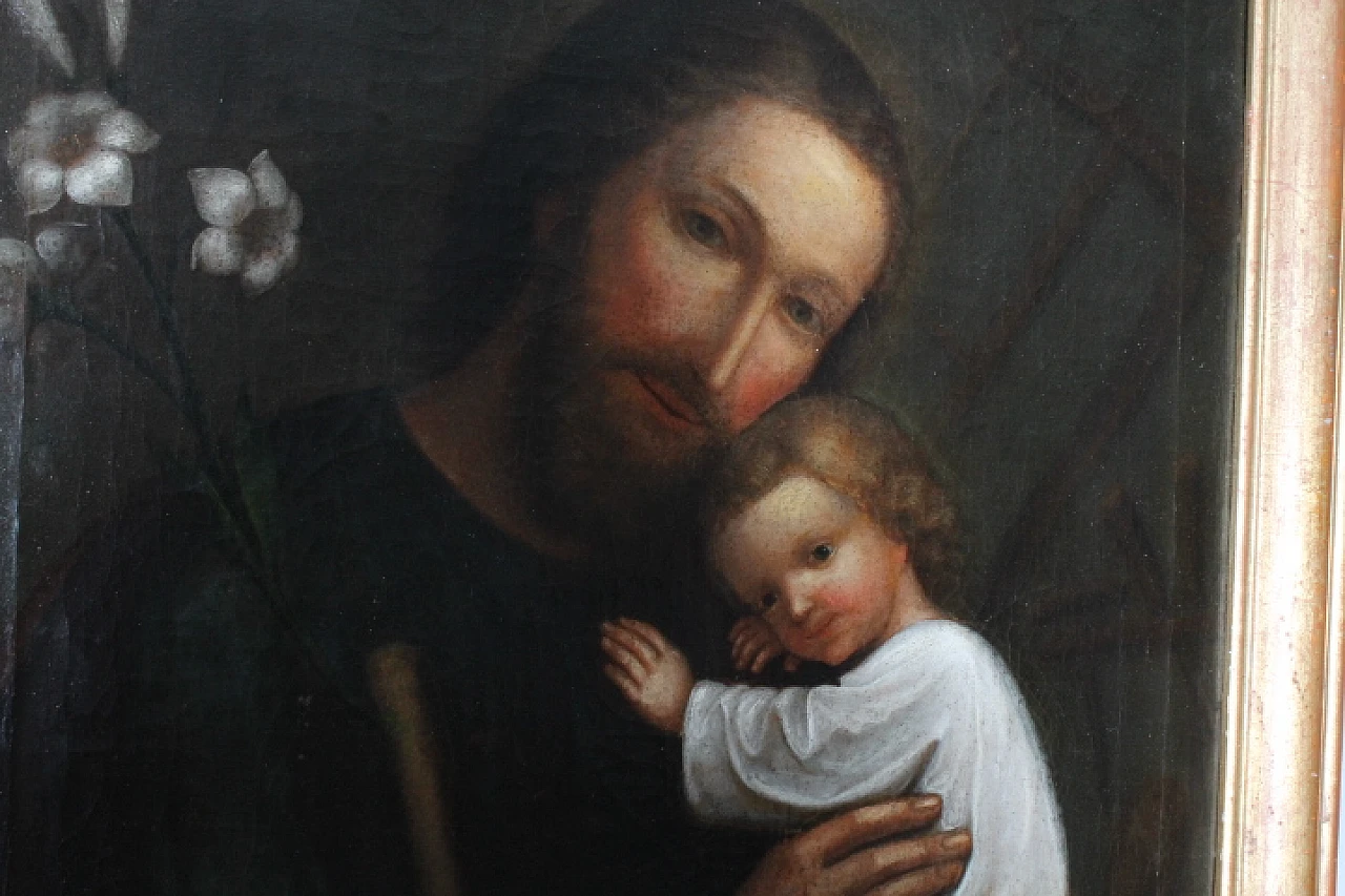 St. Joseph and Child, oil painting on canvas, 18th century 7