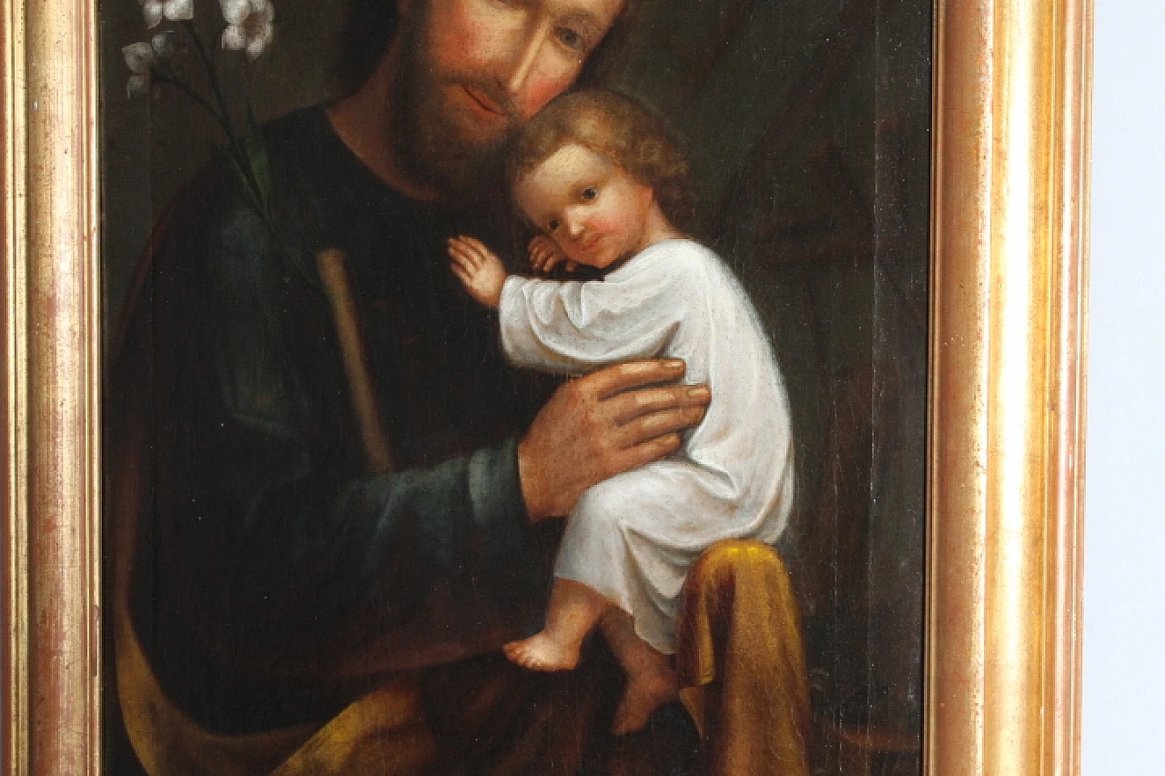 St. Joseph and Child, oil painting on canvas, 18th century 9