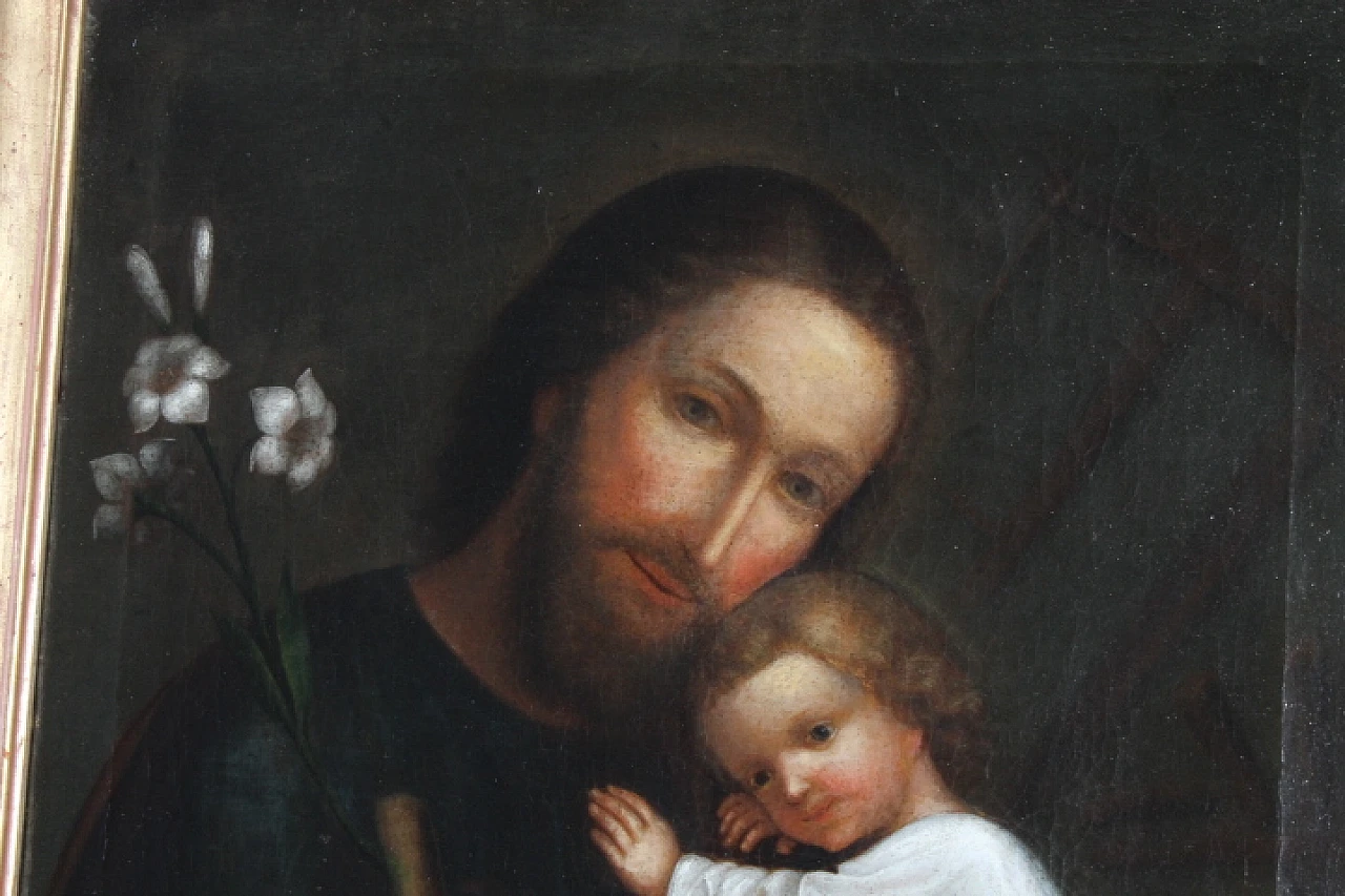 St. Joseph and Child, oil painting on canvas, 18th century 12