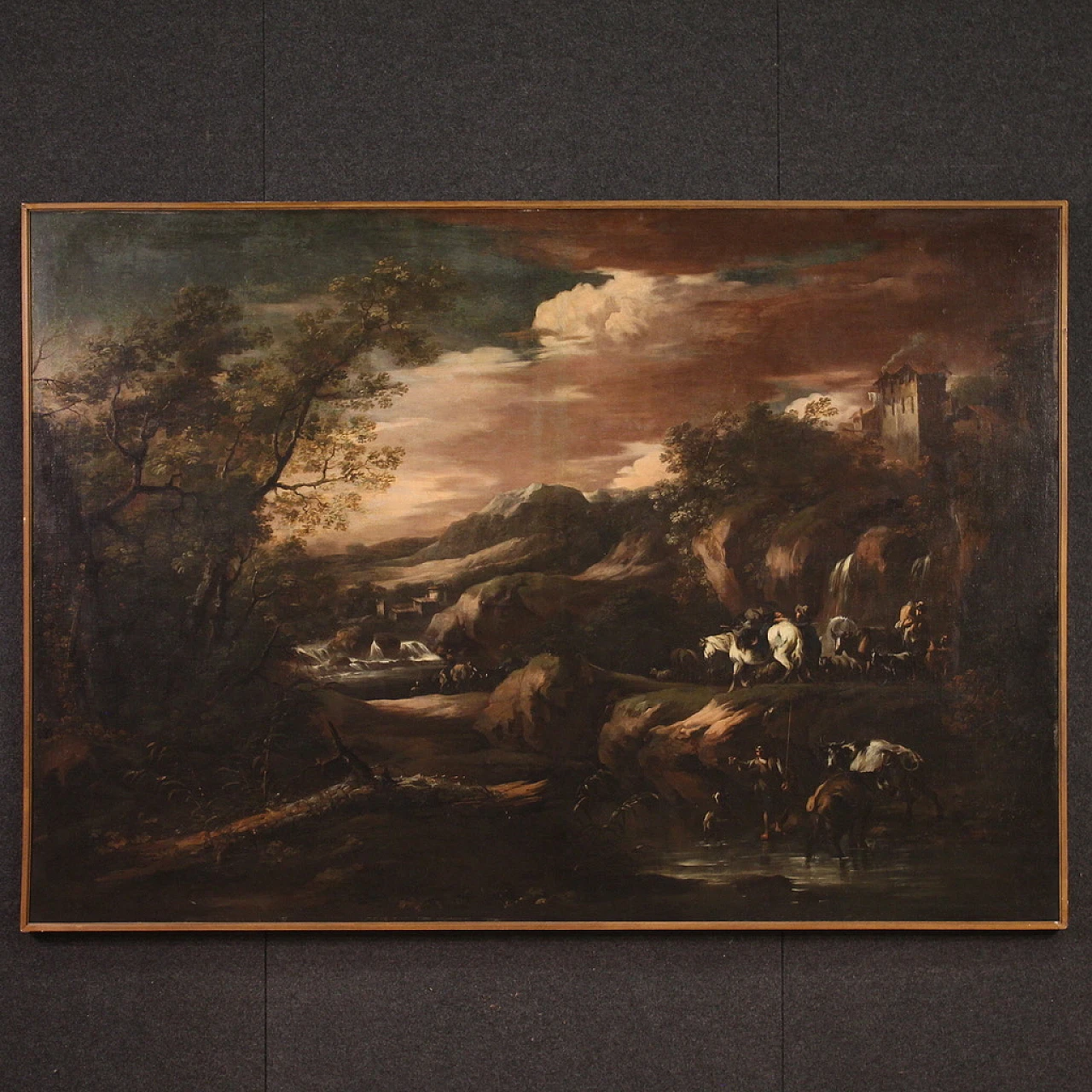 Landscape, Genoese oil painting on canvas, 18th century 2