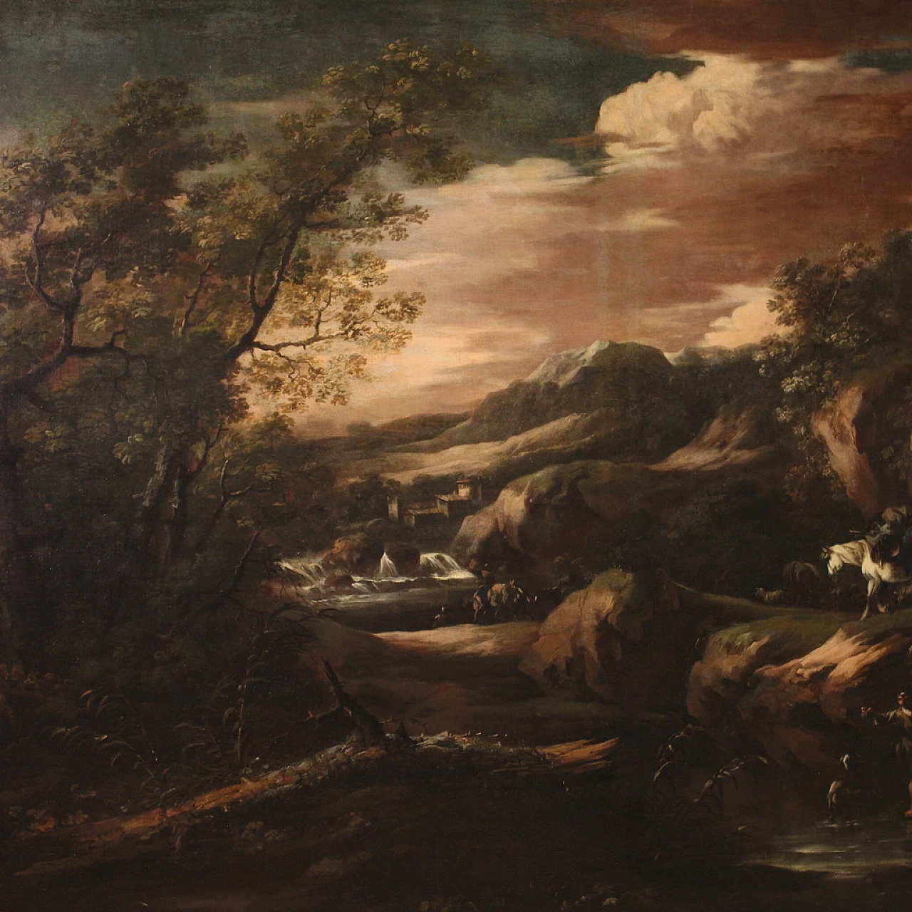 Landscape, Genoese oil painting on canvas, 18th century 3