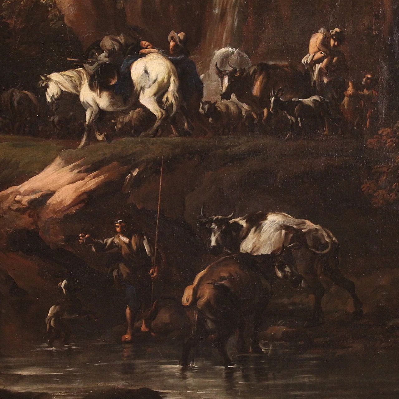 Landscape, Genoese oil painting on canvas, 18th century 5