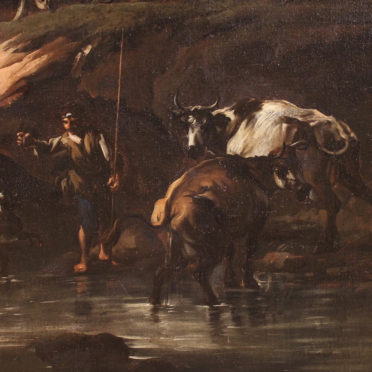 Landscape, Genoese oil painting on canvas, 18th century 9