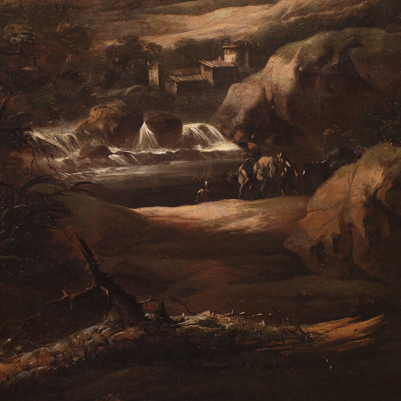 Landscape, Genoese oil painting on canvas, 18th century 11