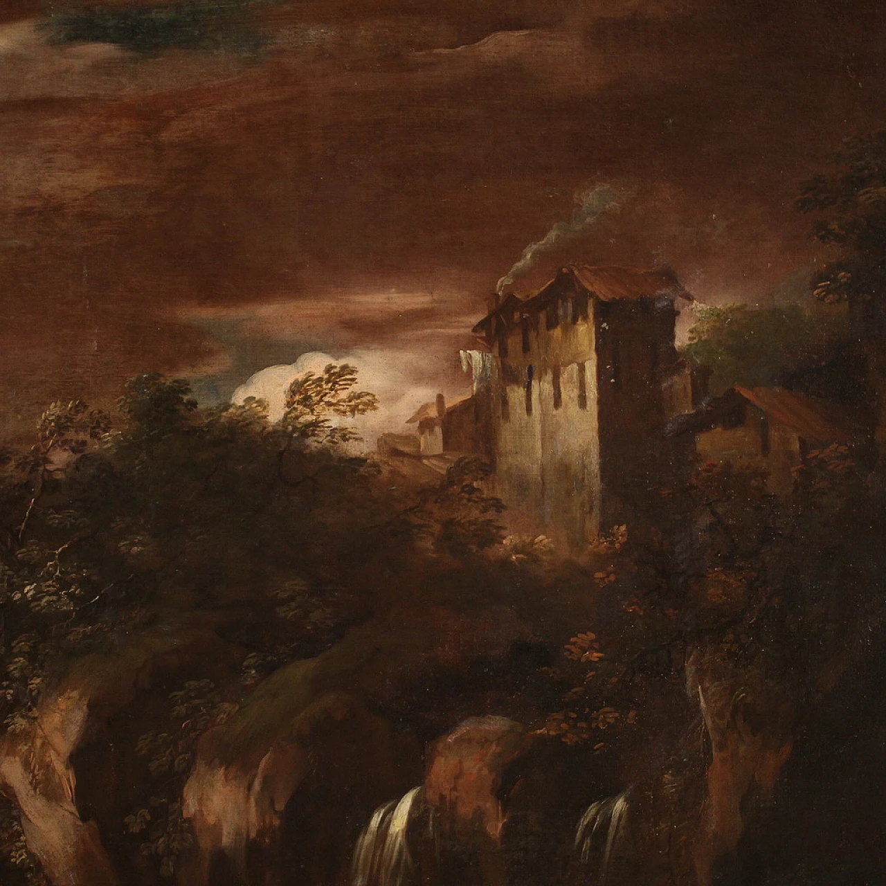 Landscape, Genoese oil painting on canvas, 18th century 12