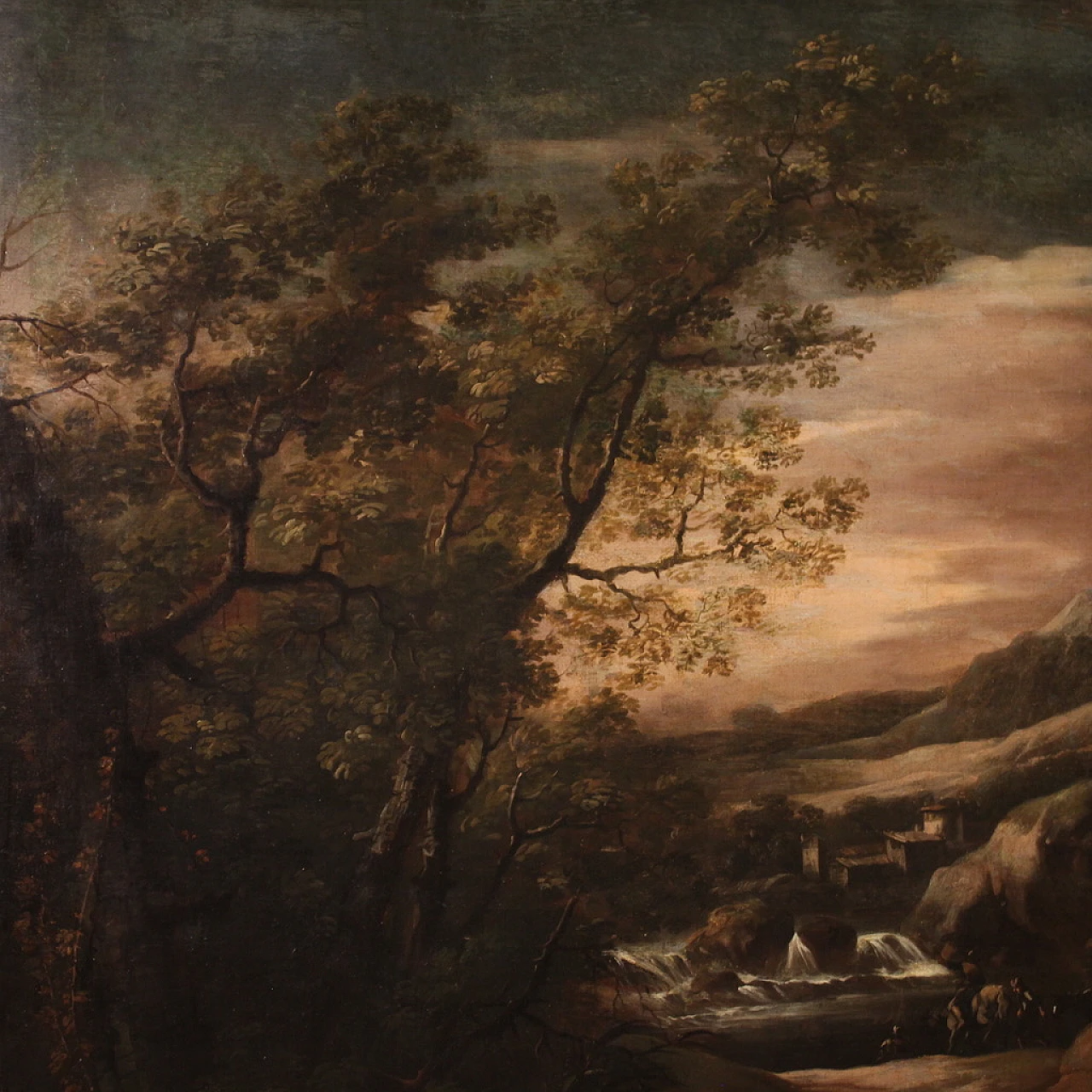 Landscape, Genoese oil painting on canvas, 18th century 14