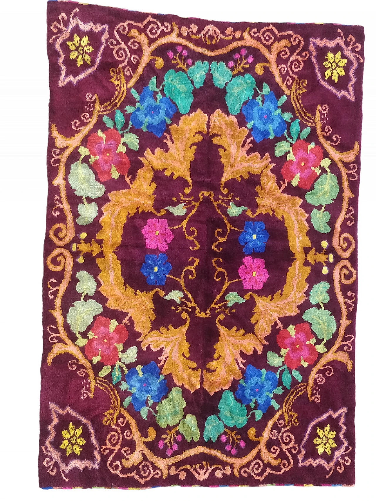 Hand-knotted European wool rug, 1960s 11