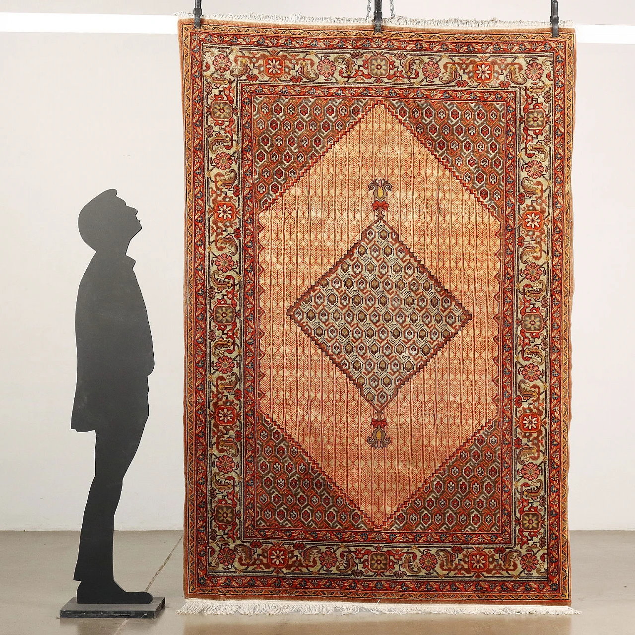 Tappeto Senneh rumeno in cotone e lana 2