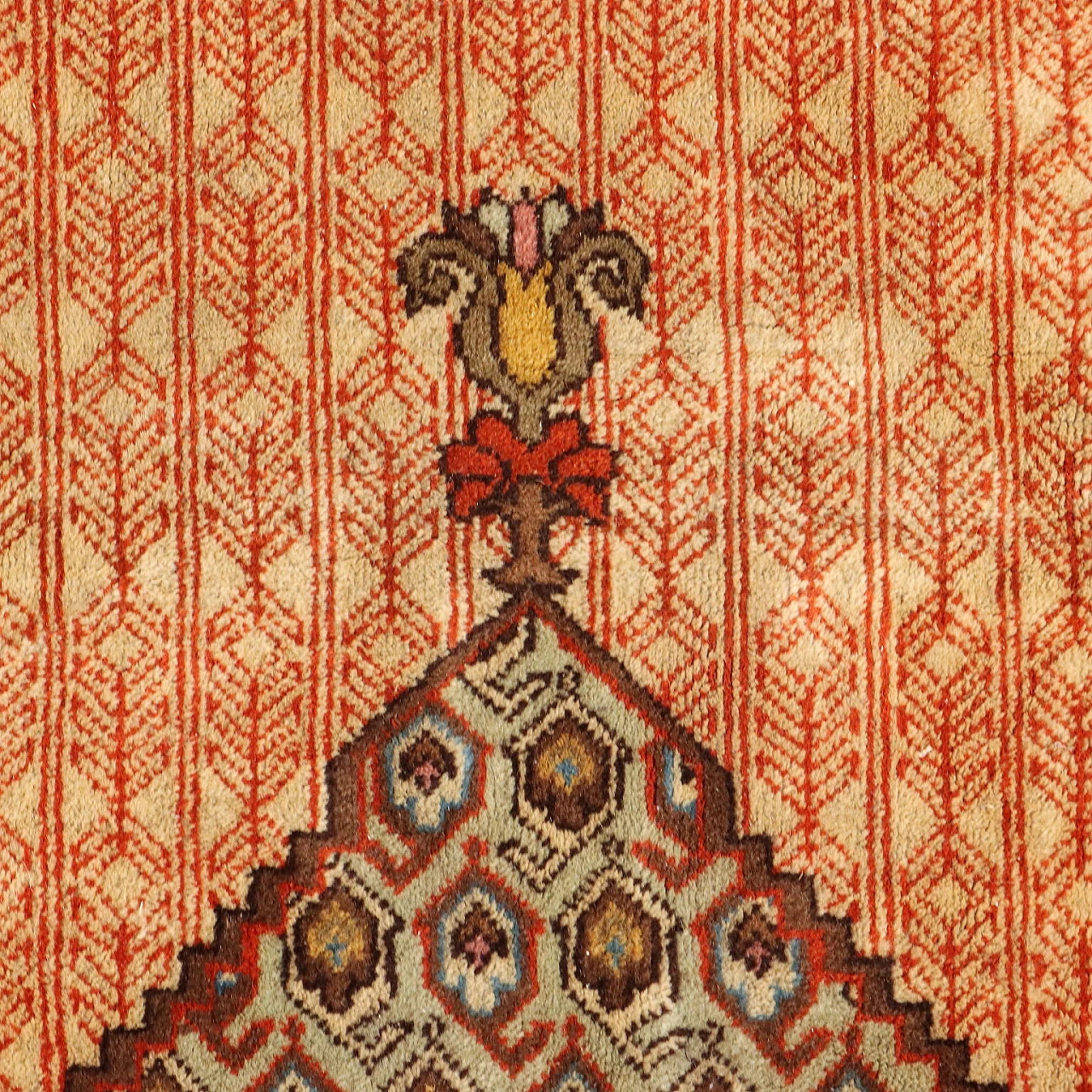 Tappeto Senneh rumeno in cotone e lana 3