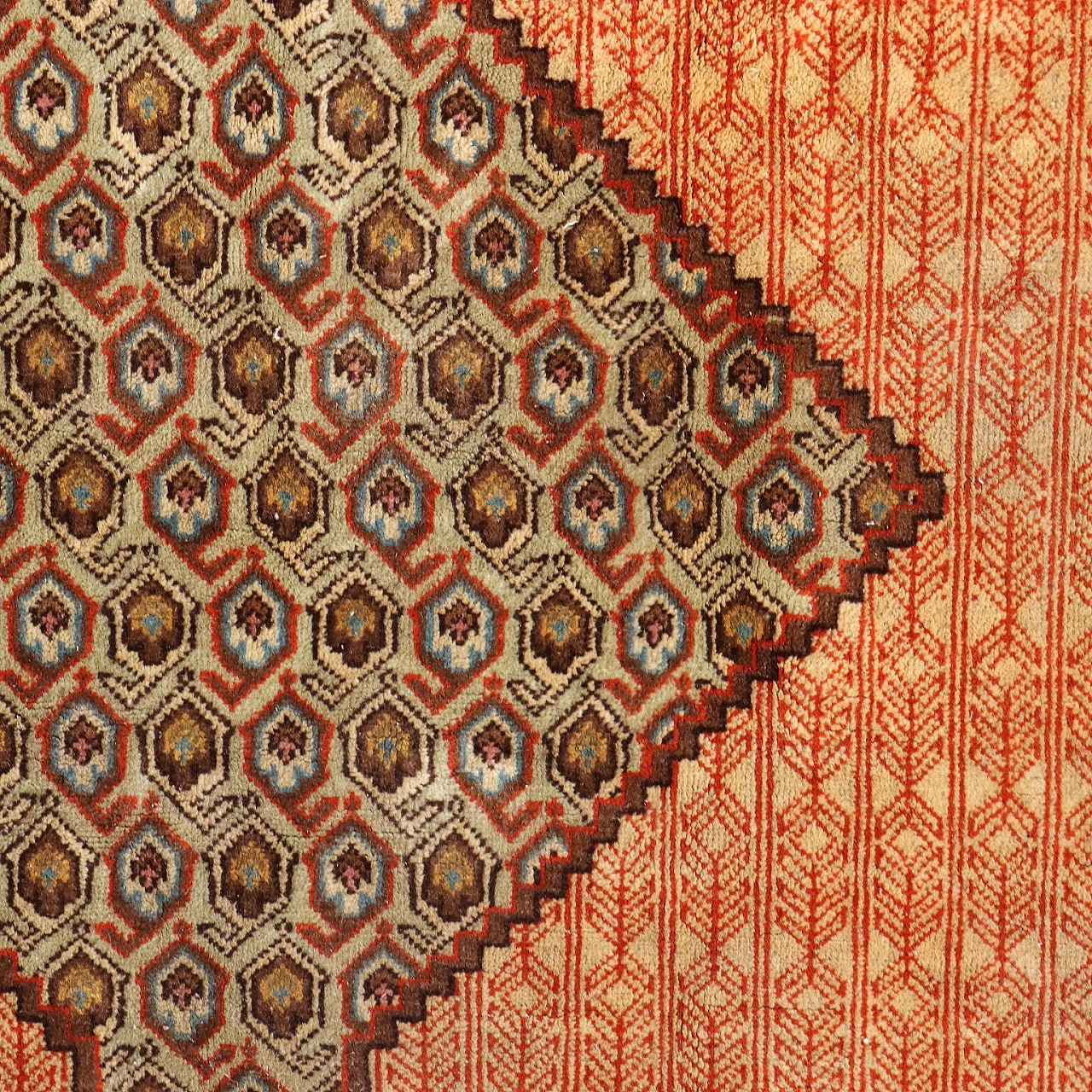 Tappeto Senneh rumeno in cotone e lana 4