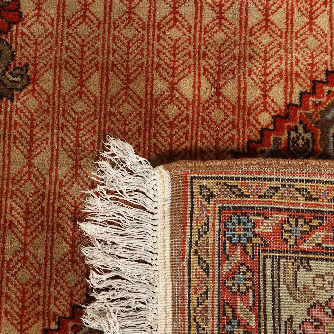 Tappeto Senneh rumeno in cotone e lana 9