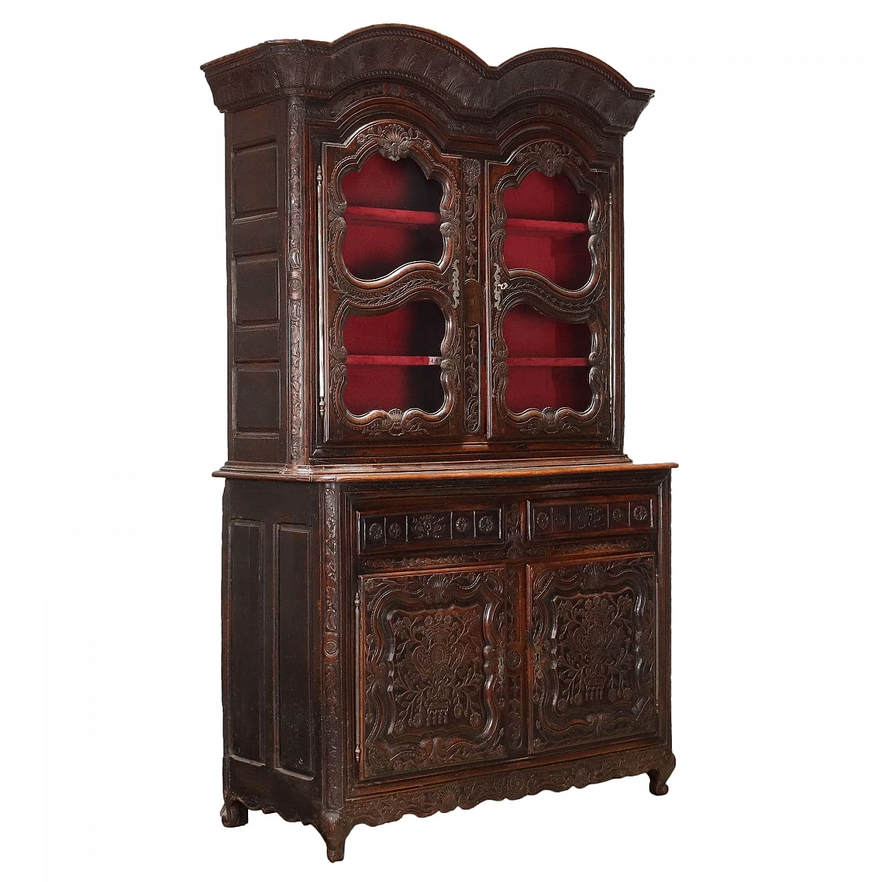 Two-part sideboard in carved walnut by J. B. Depouez, 18th century 1