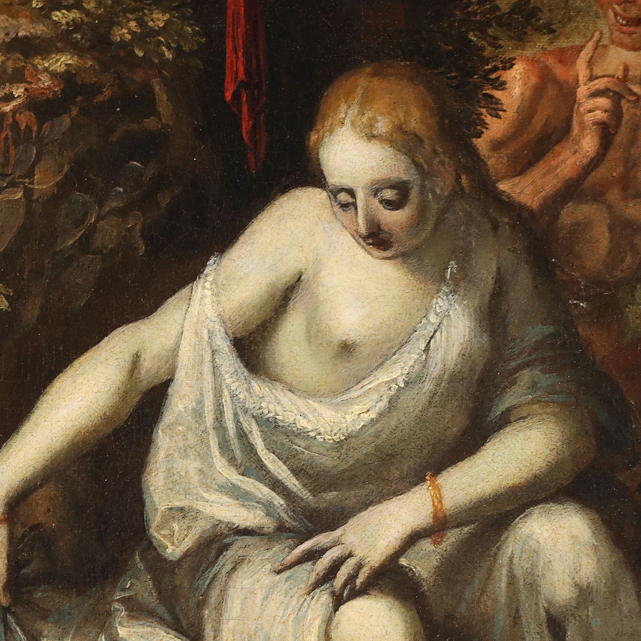Diana at the bath spied by a faun, oil painting on canvas, 18th century 3