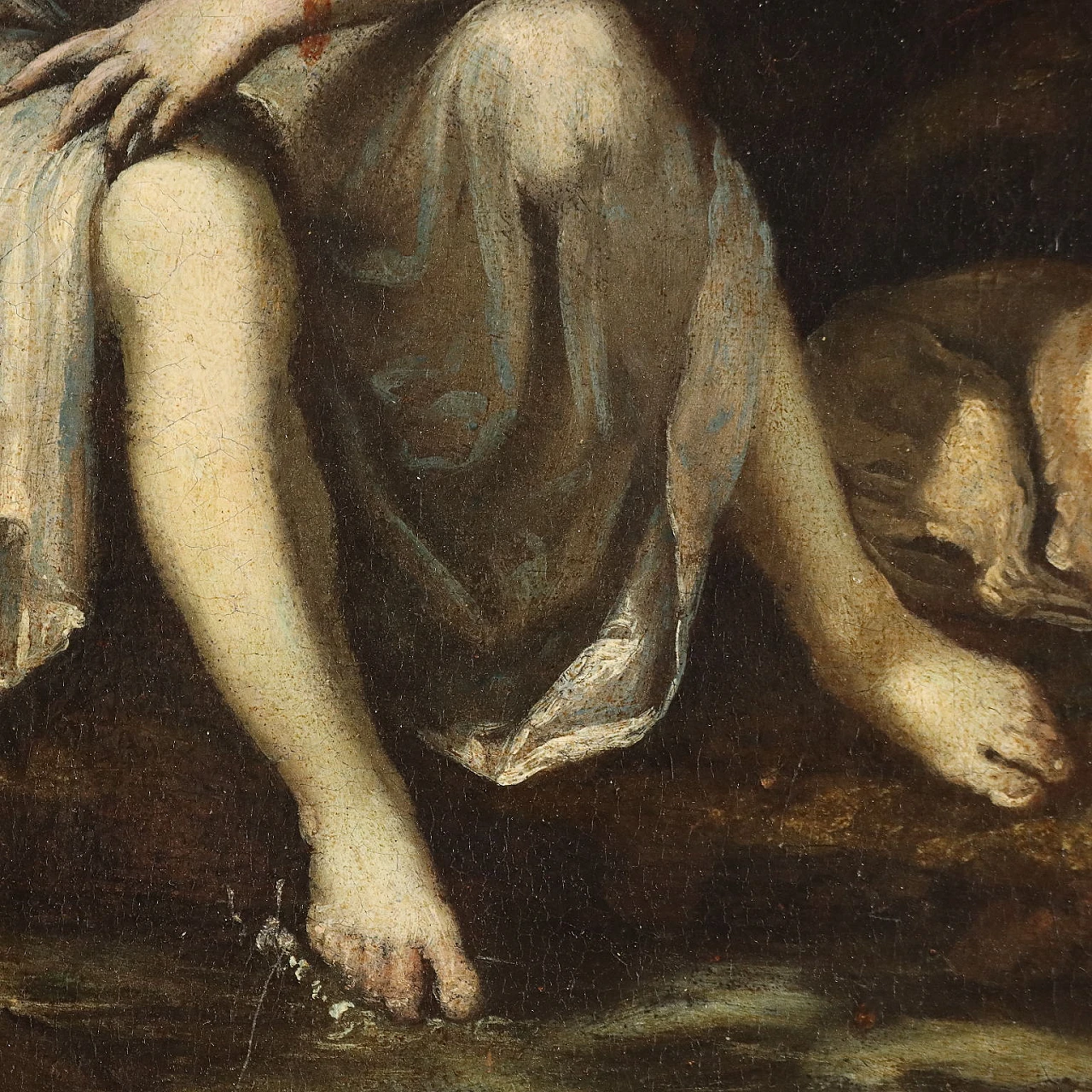 Diana at the bath spied by a faun, oil painting on canvas, 18th century 5