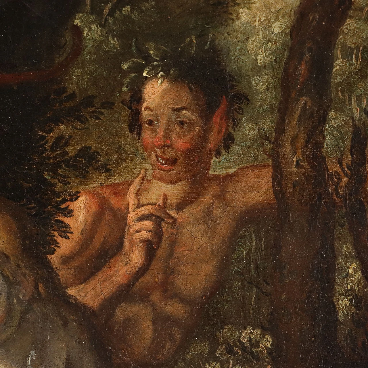 Diana at the bath spied by a faun, oil painting on canvas, 18th century 6