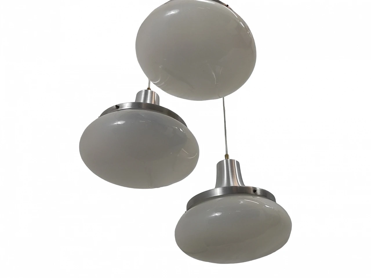 Lampadario a 3 luci in metallo e vetro di Stilux Milano, anni '80 3