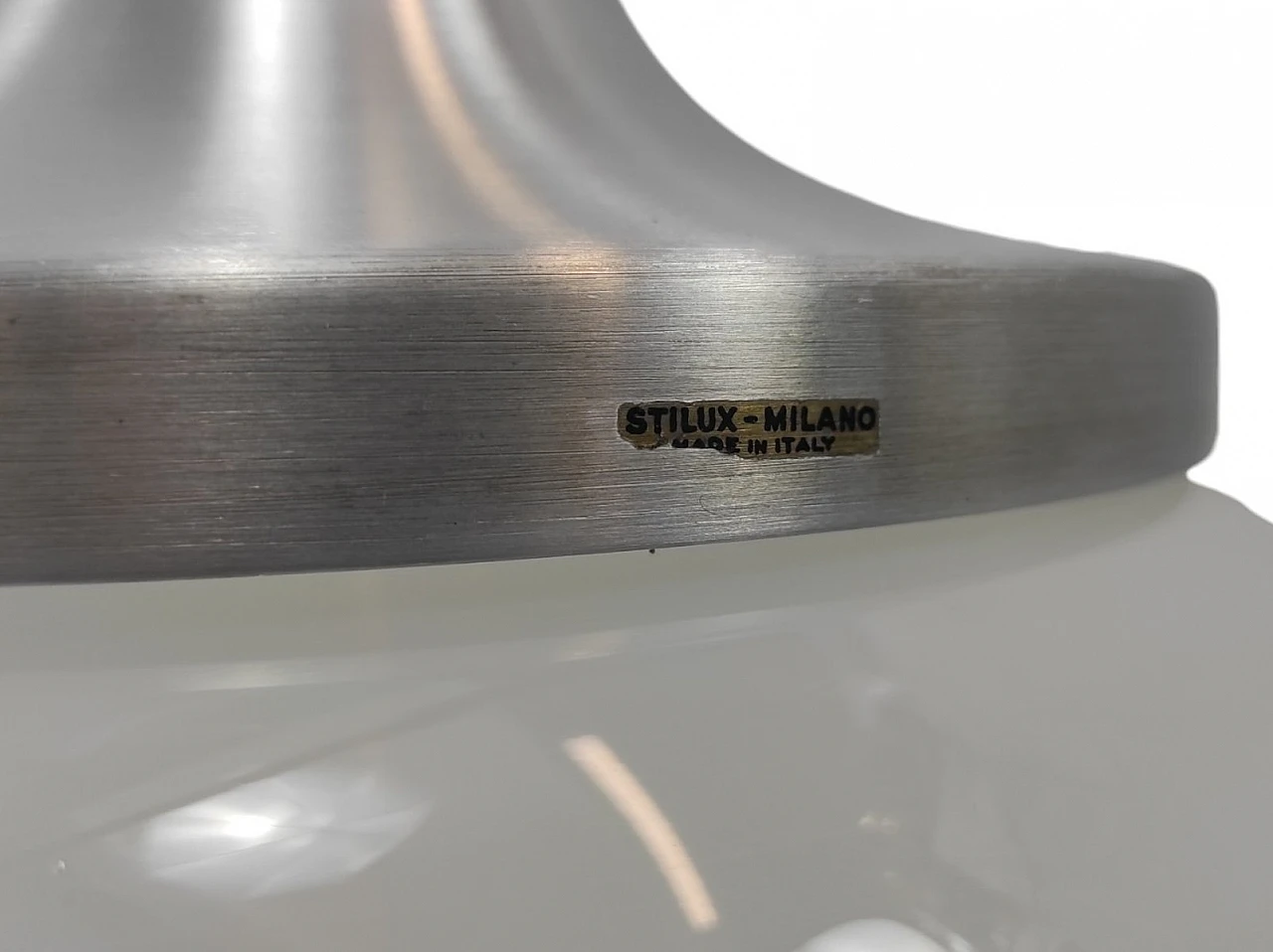 Lampadario a 3 luci in metallo e vetro di Stilux Milano, anni '80 6