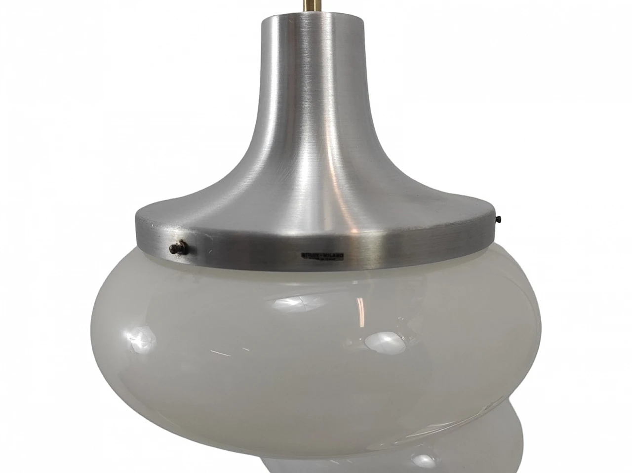 Lampadario a 3 luci in metallo e vetro di Stilux Milano, anni '80 7