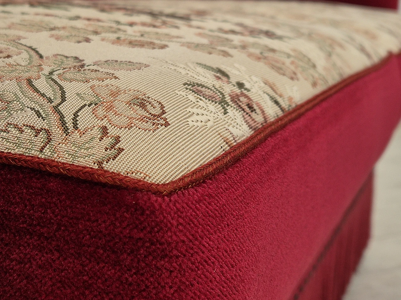 Danish 2-seater sofa in ash wood with red velour covering, 1970s 3