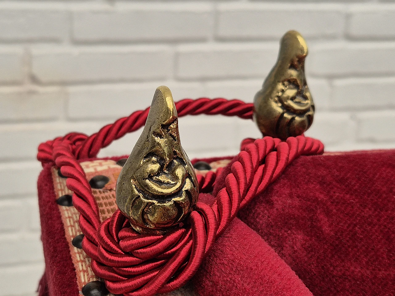 Danish 2-seater sofa in ash wood with red velour covering, 1970s 8