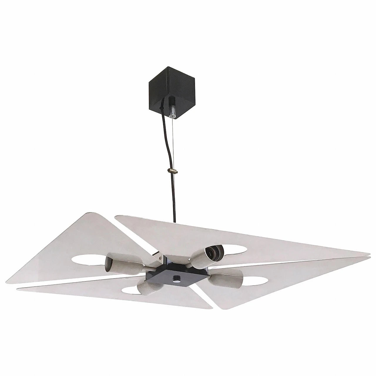 Silver varnished metal chandelier, 1970s 1