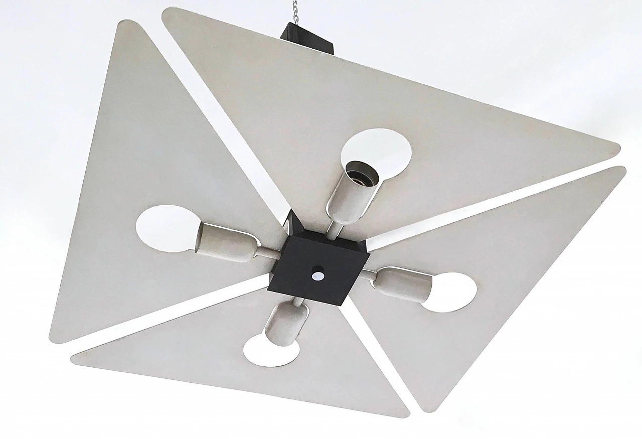 Silver varnished metal chandelier, 1970s 3