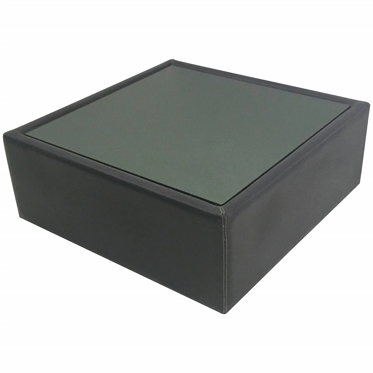 Square leather coffee table with mirrored top, 1970s 1