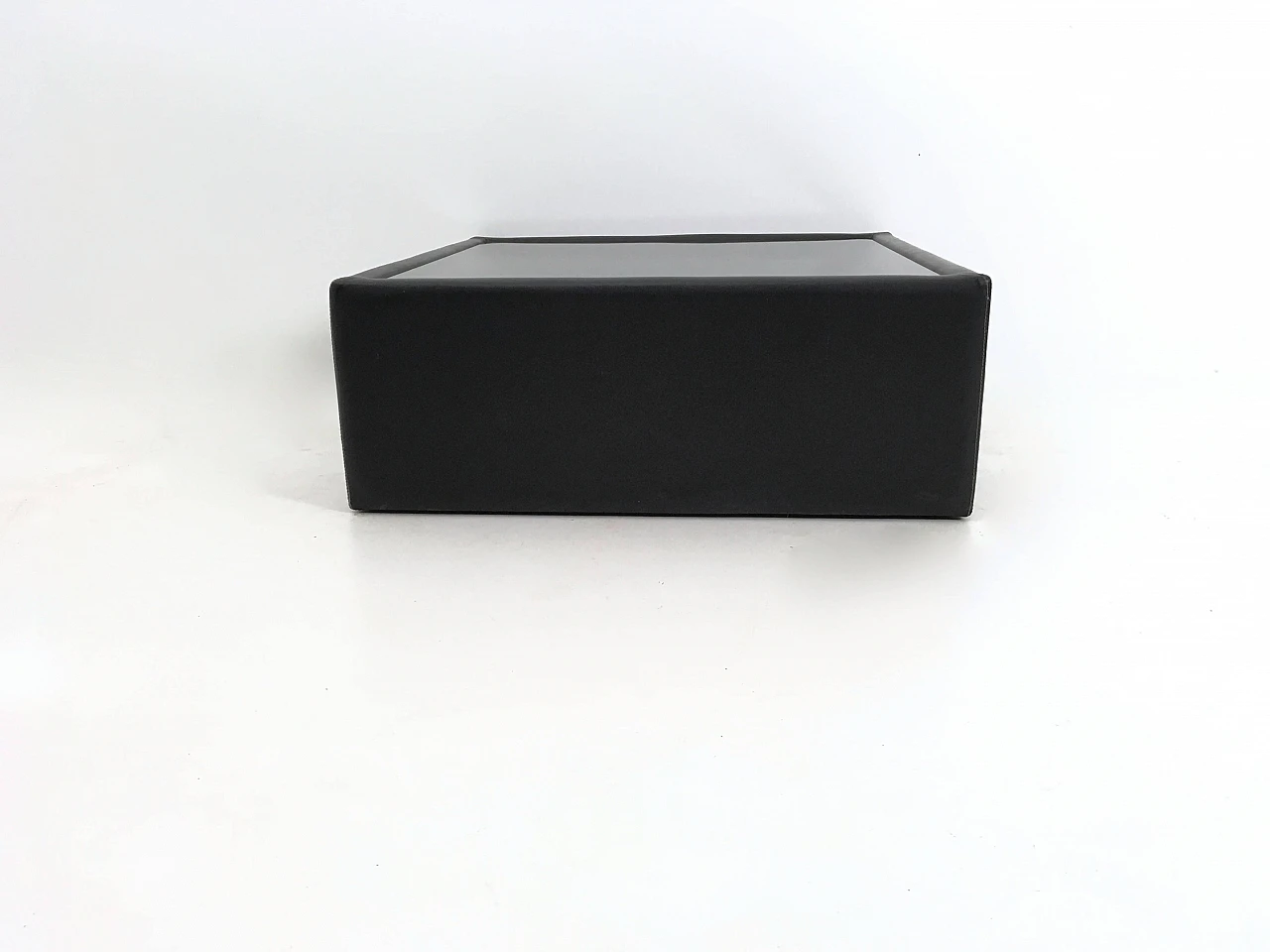 Square leather coffee table with mirrored top, 1970s 3