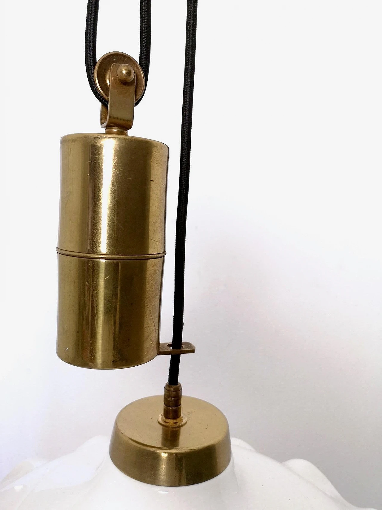 Adjustable ceramic and brass hanging lamp, 1950s 7