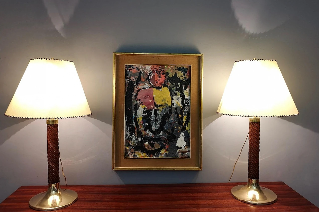 Pair of plexiglass and brass lamps by F. Loffredo, 1980s 2