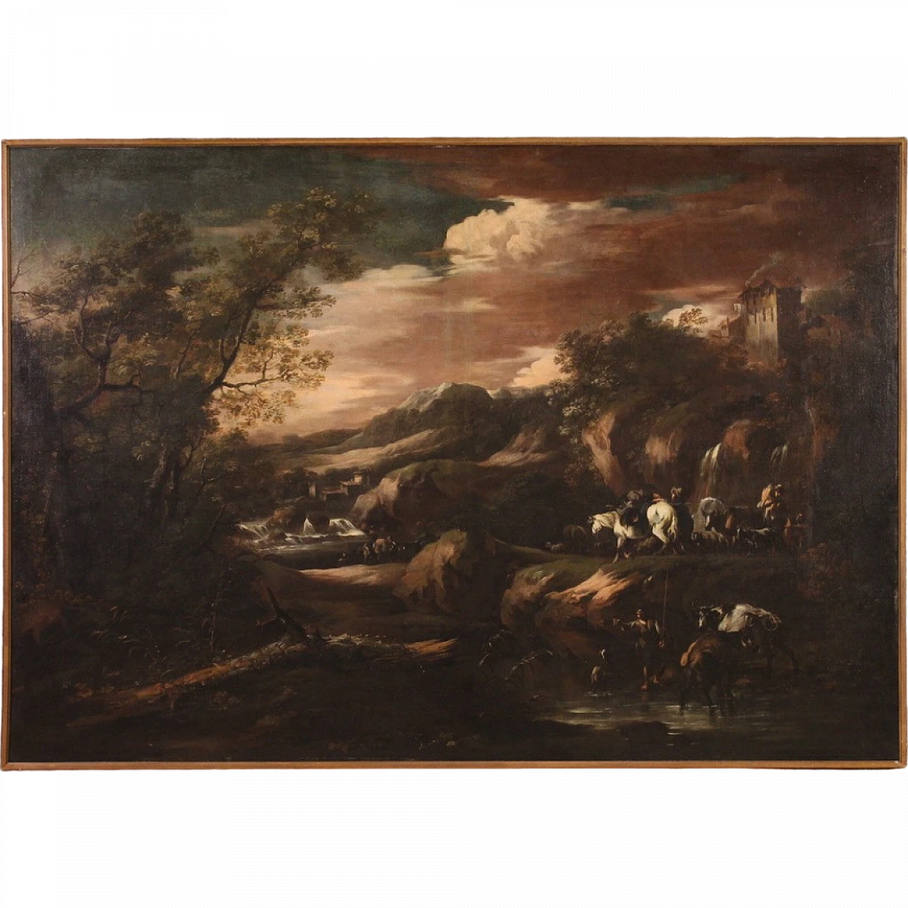 Landscape, Genoese oil painting on canvas, 18th century 16