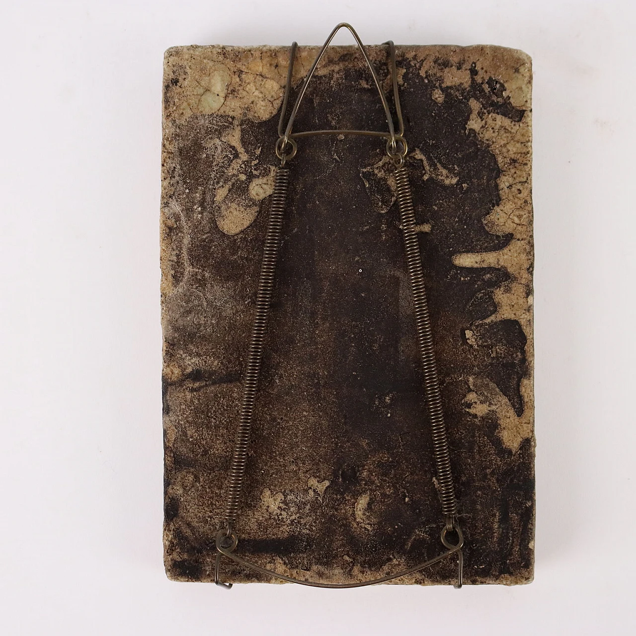 Pair of hand-painted glazed terracotta tiles, 19th century 7