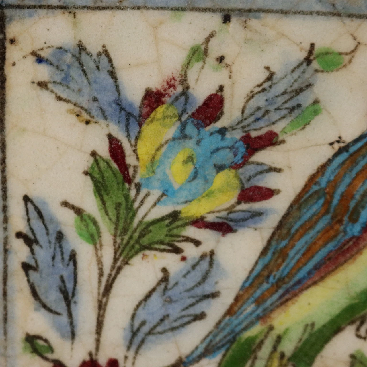 Pair of hand-painted glazed terracotta tiles, 19th century 9