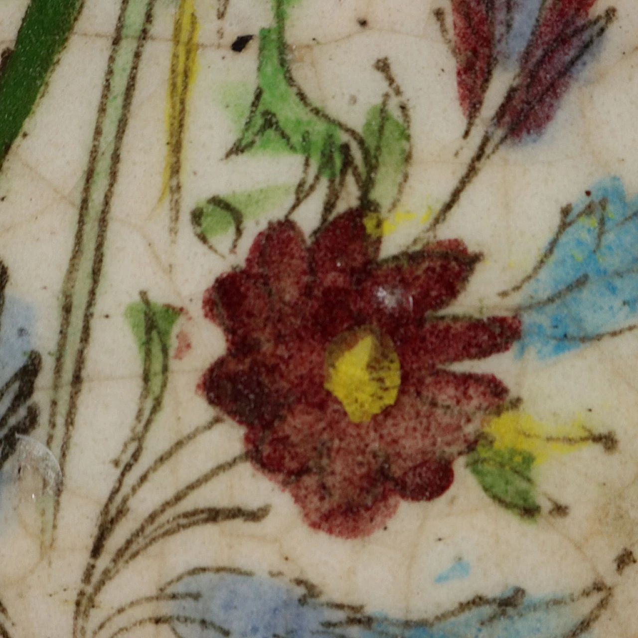 Pair of hand-painted glazed terracotta tiles, 19th century 10