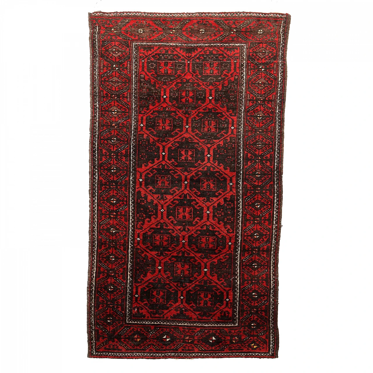 Iranian brown and red wool Beluchi rug 1