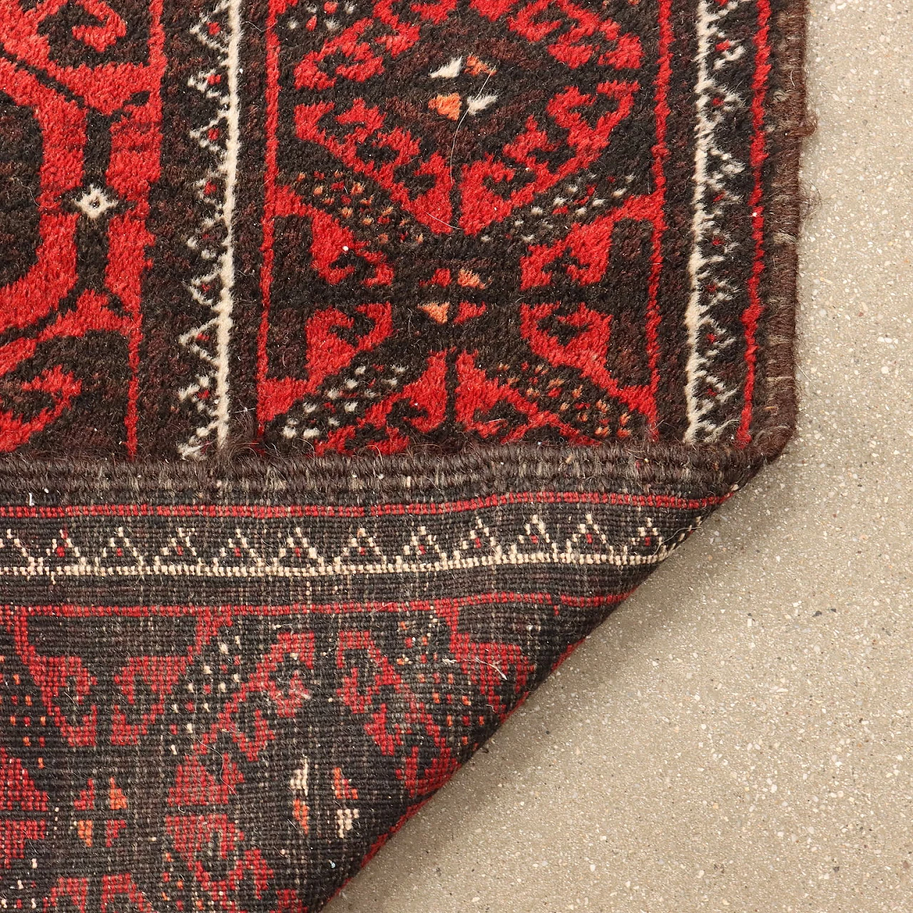 Iranian brown and red wool Beluchi rug 7