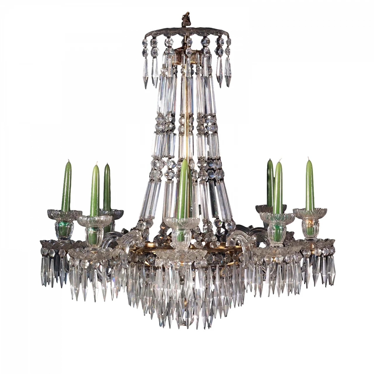 8-Arm chandelier in cut crystal and gilt brass, 19th century 1