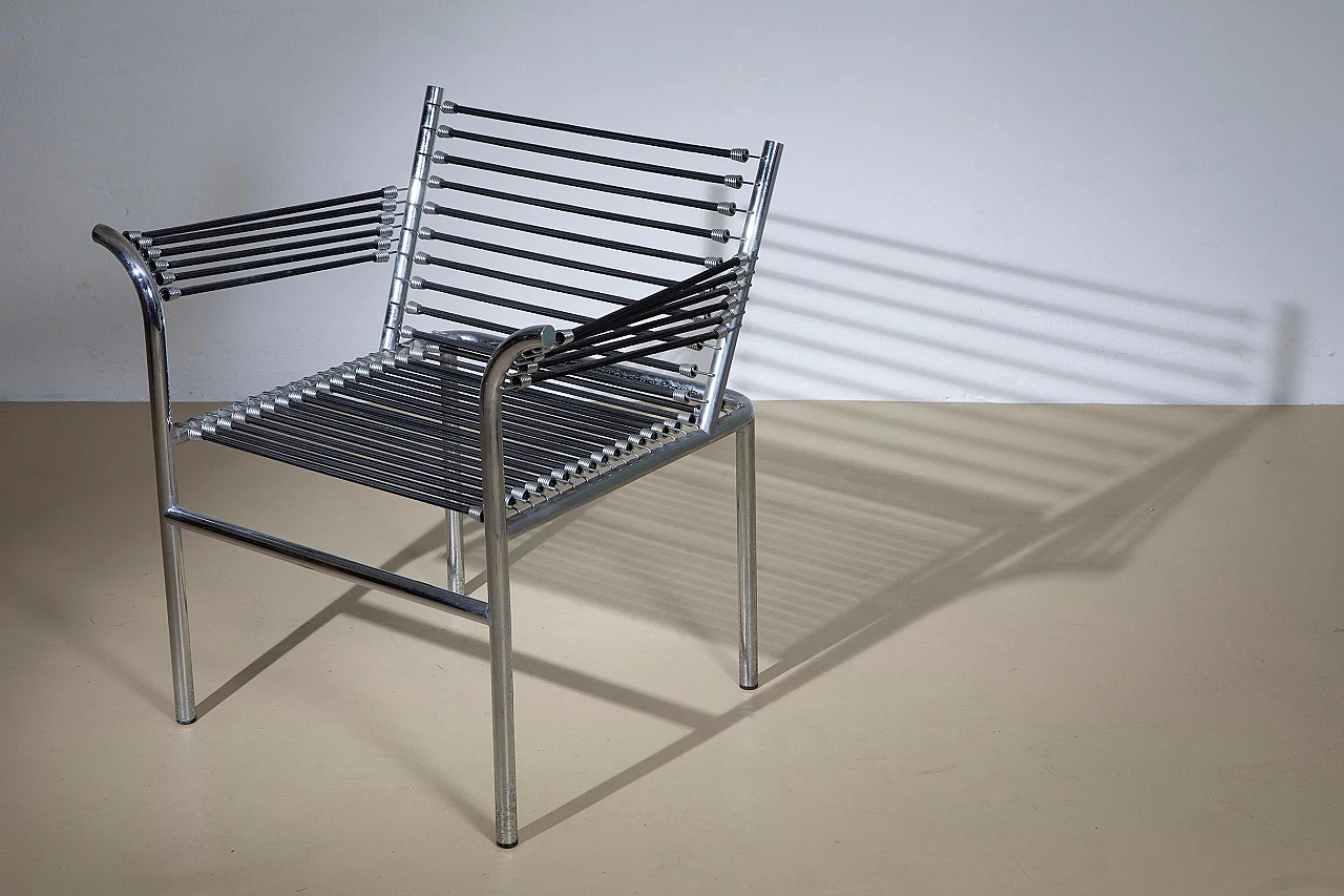 Steel and elastic cord armchair by René Herbst, 1970s 2