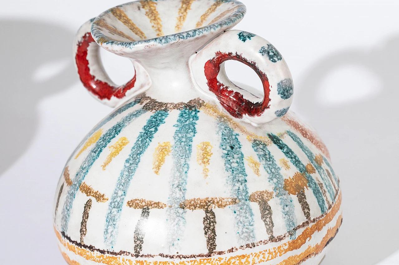 Pair of polychrome majolica vases by Aetruriae Ars, 1960s 3