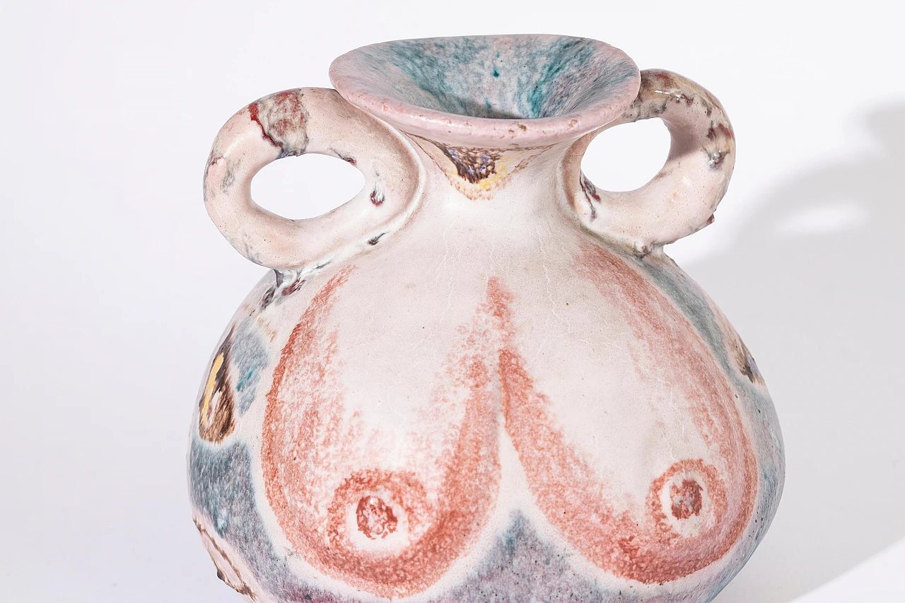 Pair of polychrome majolica vases by Aetruriae Ars, 1960s 4